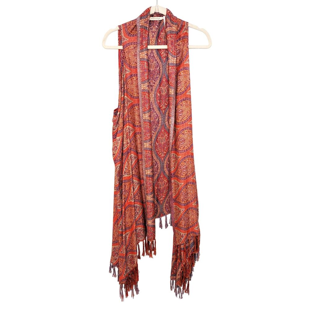 Soft Surroundings Womens One Size Vest Cardigan Tassel India Rayon Boho Western